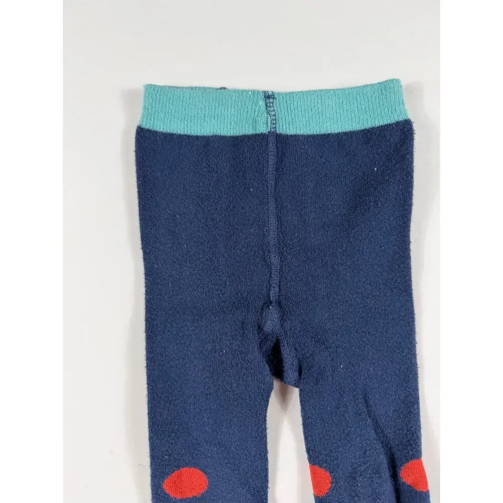 Mini Boden Polka Dot Tights Navy Red Size 2-3 Years